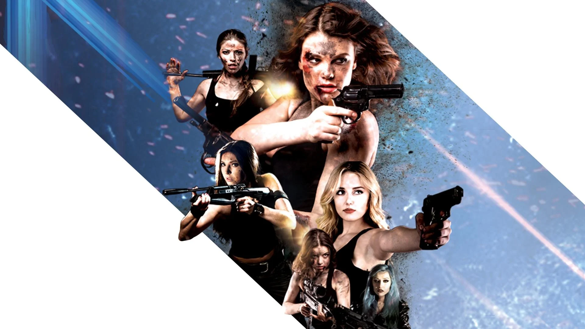 Seis chicas sensuales en un galpón